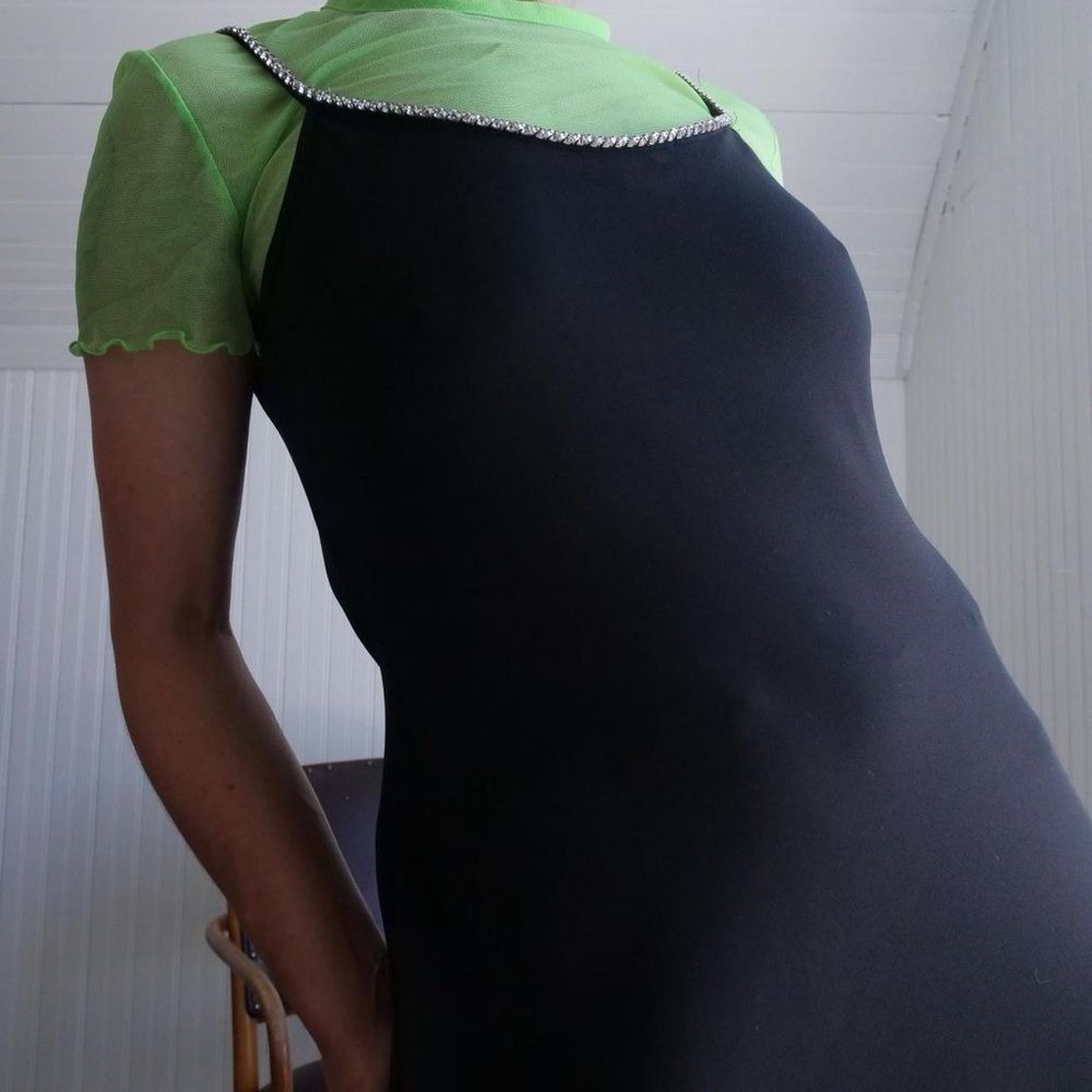 Gorgeous 90s Chetta B. Evening black bias cut slip dress - Picture 7 of 8